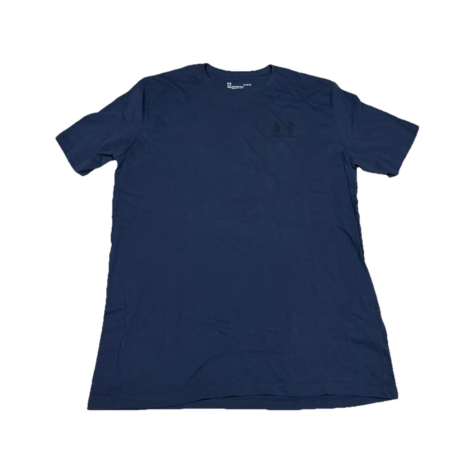 Under Armour Short Sleeve Crew Neck Large Navy With Black Logo Loose Fit Shirt
